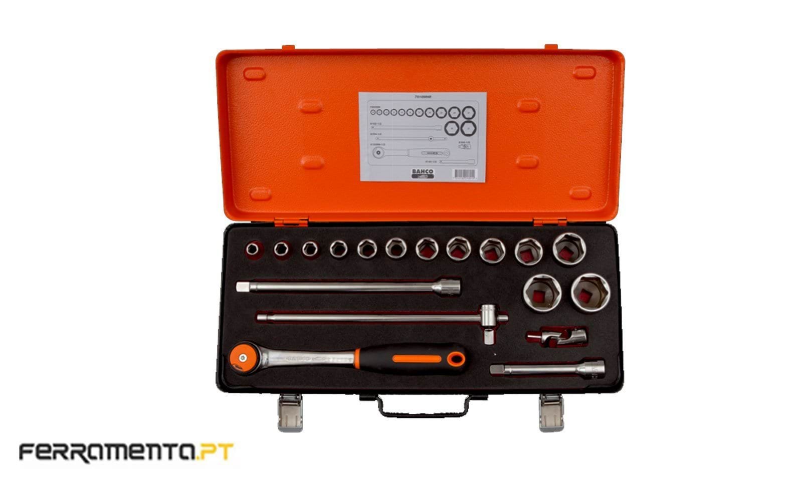 Jogo de Chaves de Caixa 1/2'' 18 Pcs Bahco 7818MHR