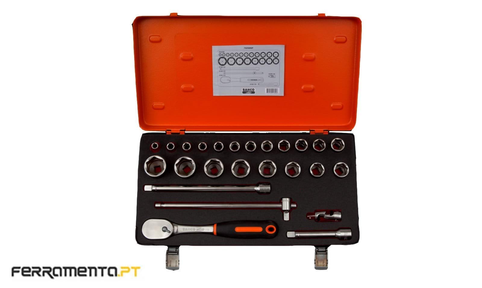 Jogo de Chaves de Caixa 1/2'' 25 Pcs Bahco 7825MHP