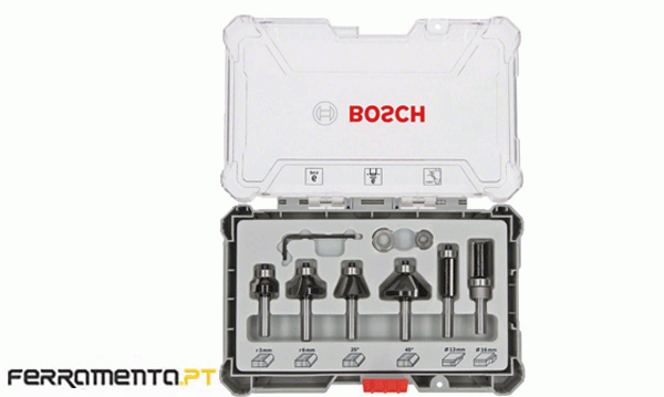 Jogo de Fresas Retas 6 Pcs encabadouro 6mm Bosch 2607017468