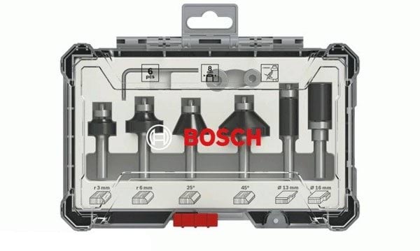 Jogo de Fresas Retas 6 Pcs encabadouro 8mm Bosch 2607017469