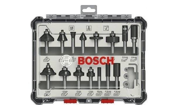 Jogo Misto de Fresas 15 Pcs 8mm Bosch 2607017472