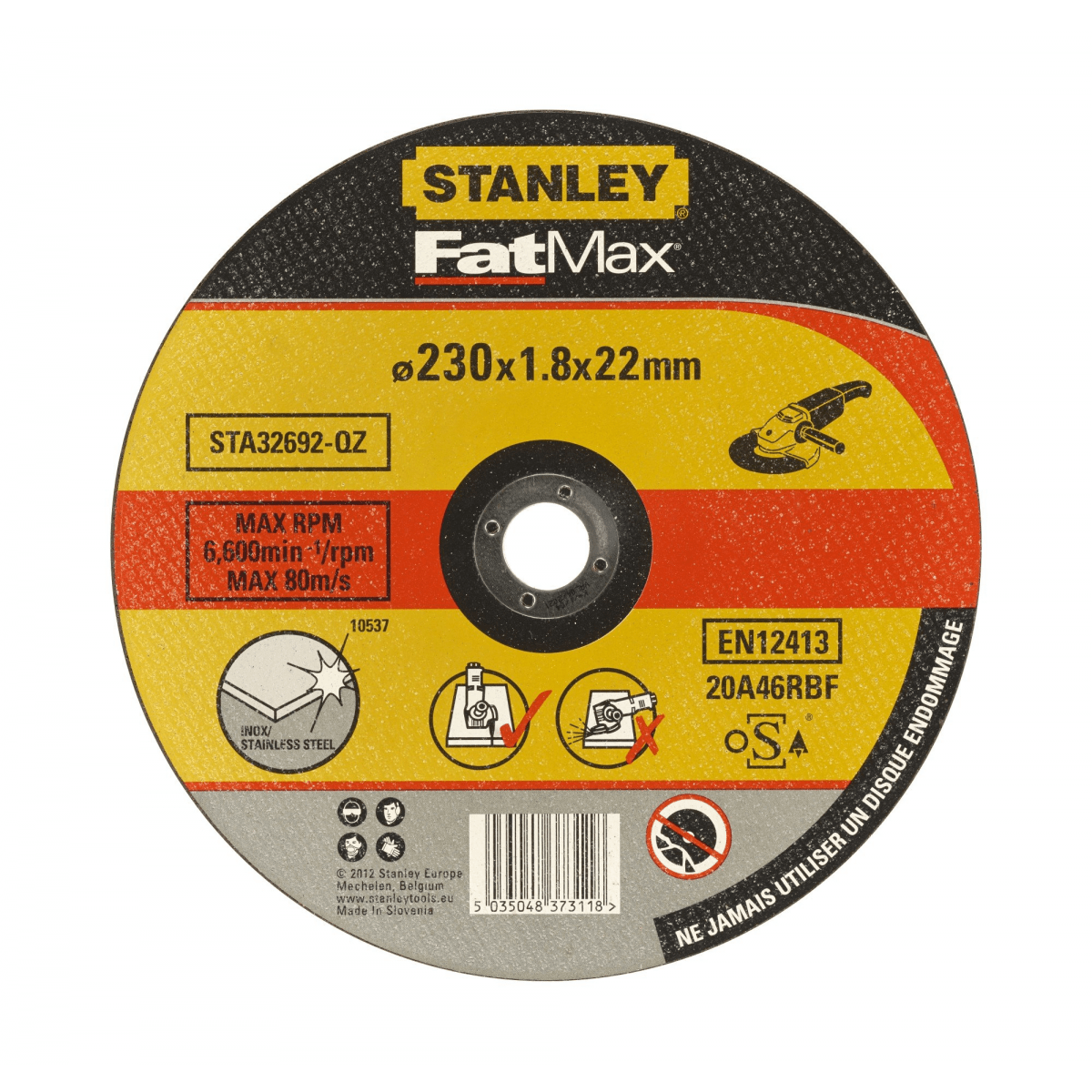 Disco de Corte Fino 230mm p/ Aço Inoxidável Stanley STA32692-QZ  