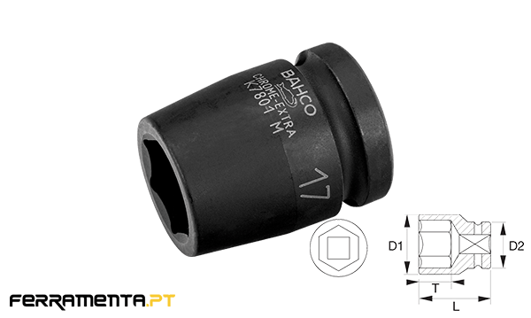 Chave de Impacto Hexagonal 1/2" 36mm Bahco K7801M-36