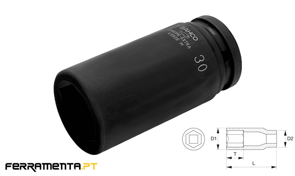 Chave de impacto 3/4" 24mm longa 6 faces Bahco K8906M-24