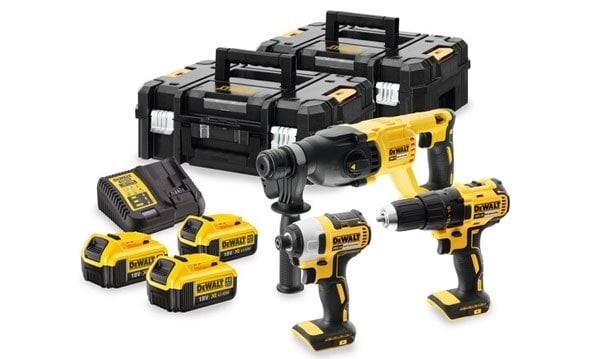 Kit 18V = Aparafusadora DCD777 + Martelo Giratório DCH133 + Chave de impacto DCF787 DEWALT DCK372M3T-QW