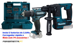 Kit Combo Martelo Ligeiro BL + Berbequim com percussão 10.8V Makita