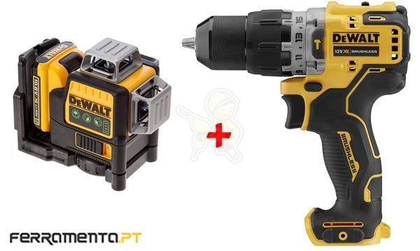 Kit Nível Laser Verde 3x 360º + Berbequim DCD706N DeWalt CPROF619