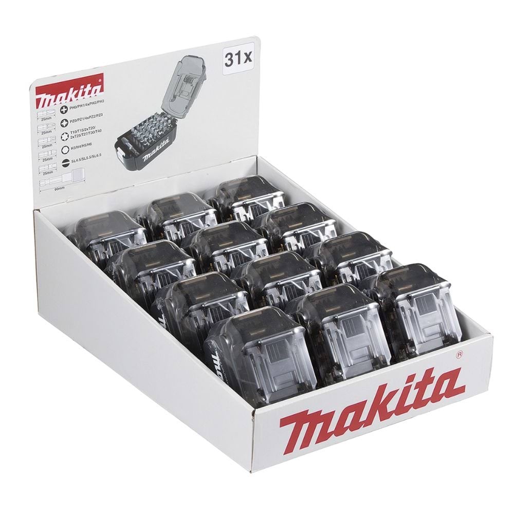 Kit com 12 Estojos de 31 Peças Forma Bateria Makita E-00022