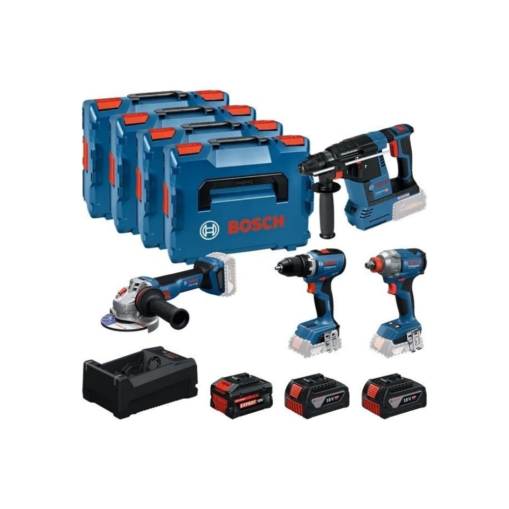 Kit Ferramentas 18V GSR+GWS+GBH+GDX com 4 peças em L-BOXX 136/102 Bosch 0615A500BJ