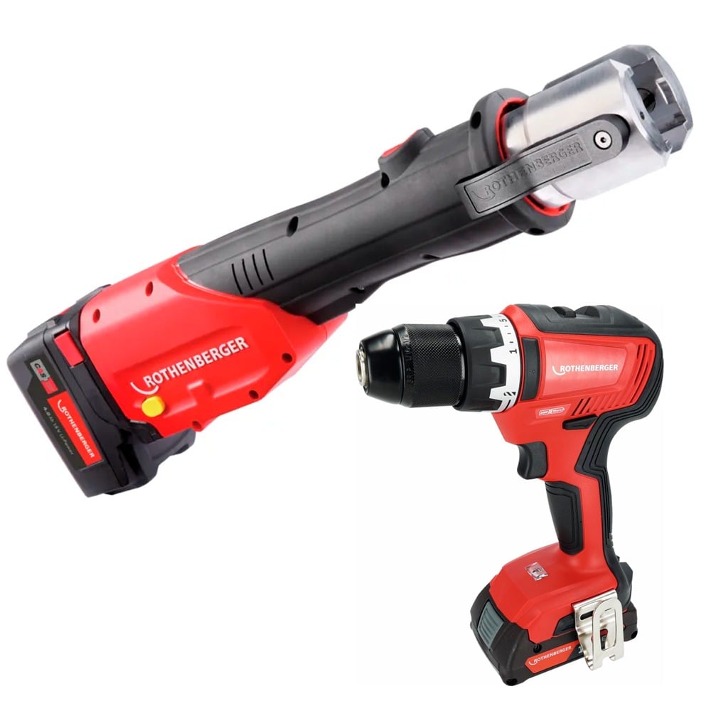 Kit Máquina de Prensar 18V U16-20-25mm + Berbequim RO DD55 Rothenberger 