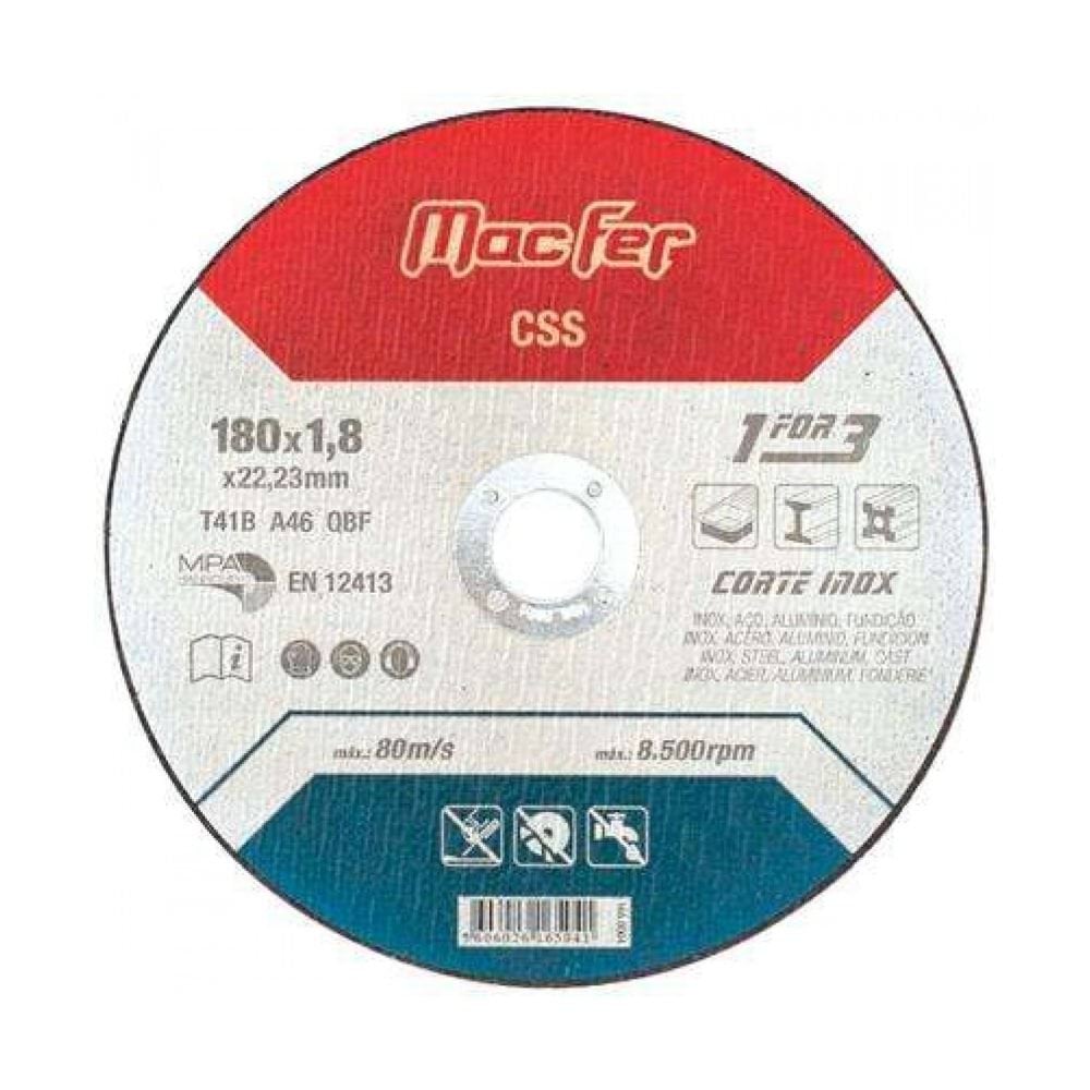 Disco abrasivo corte Inox 230x22,23mm MacFer CSS-05