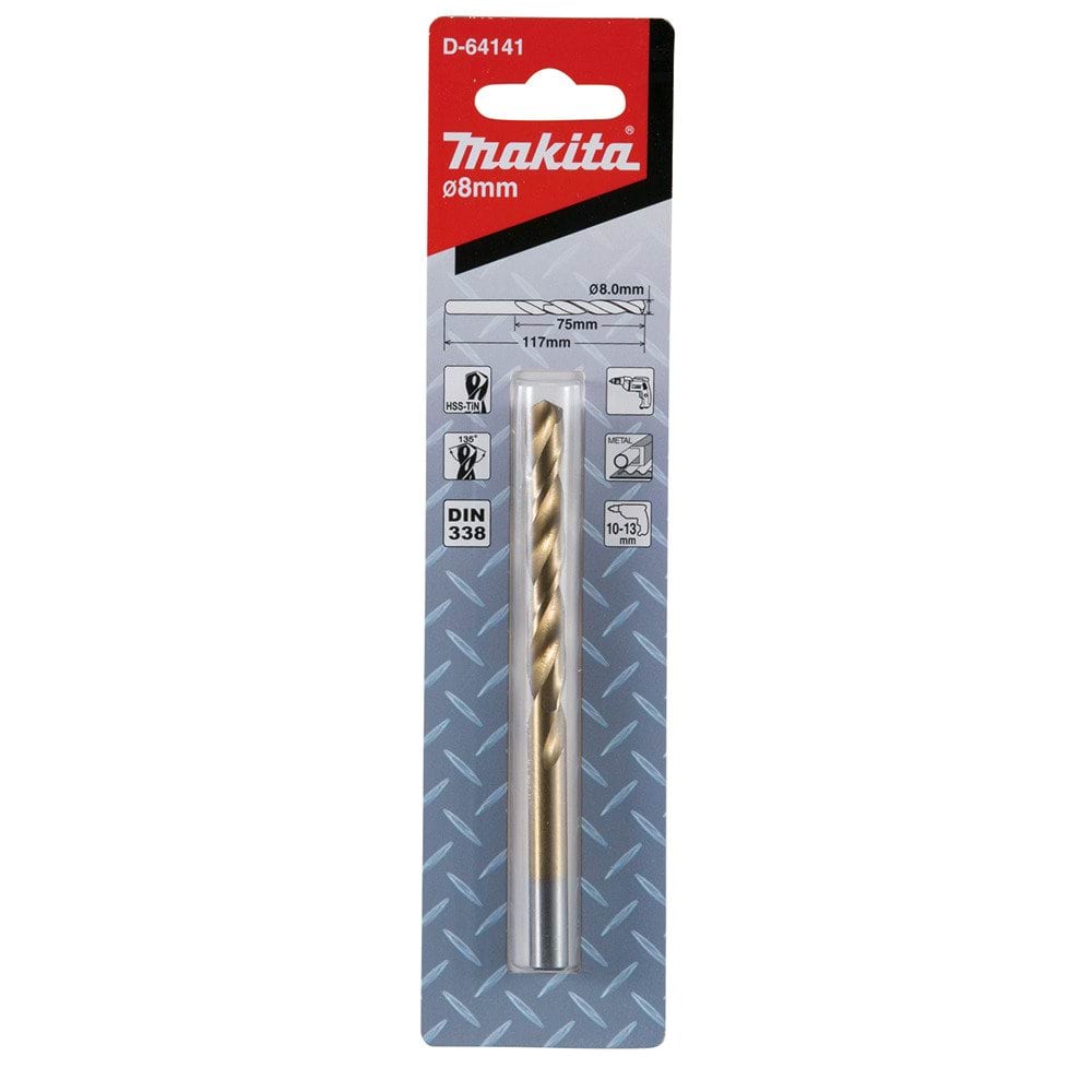 Broca Para Metal HSS-TIN 8,0x117mm Makita D-64141