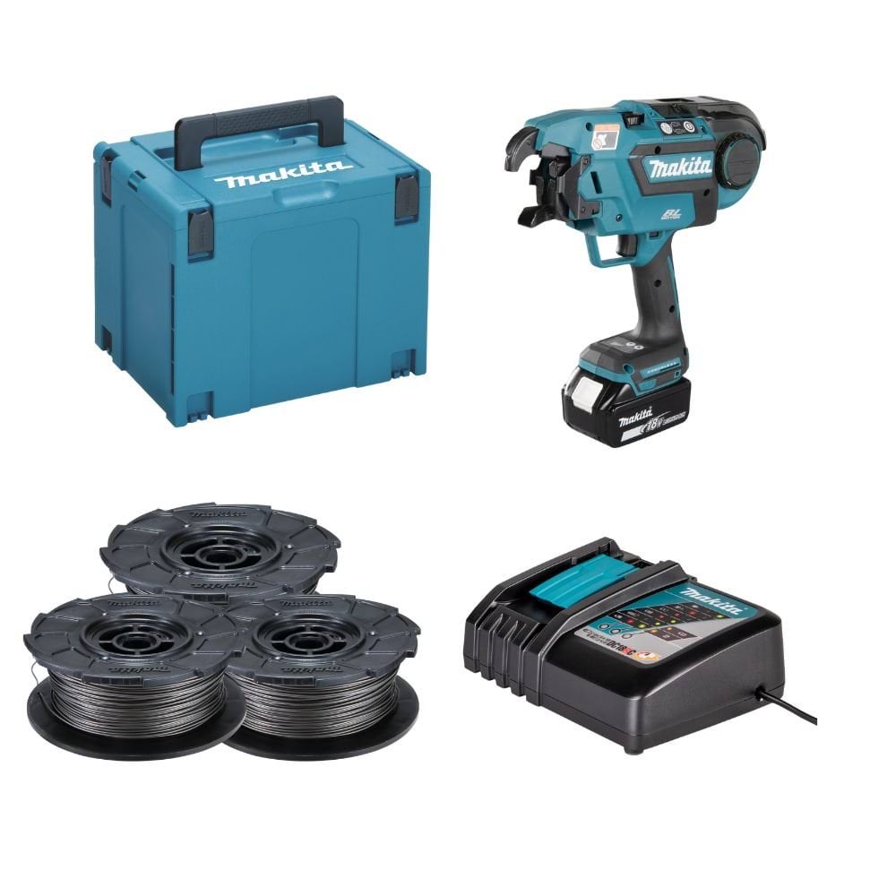 Kit Atadora de Ferro + 150 Rolos + 1x Bateria 18V Makita DTR180ZJPRO2
