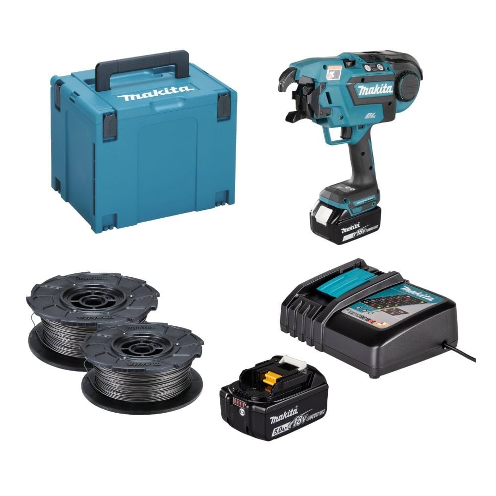 Kit Atadora de Ferro + 100 Rolos + 2x Baterias 18V Makita DTR180ZJPRO 