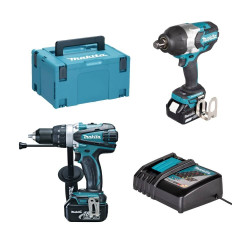Kit Berbequim Combinado + Chave de impacto 18V 5.0Ah Makita