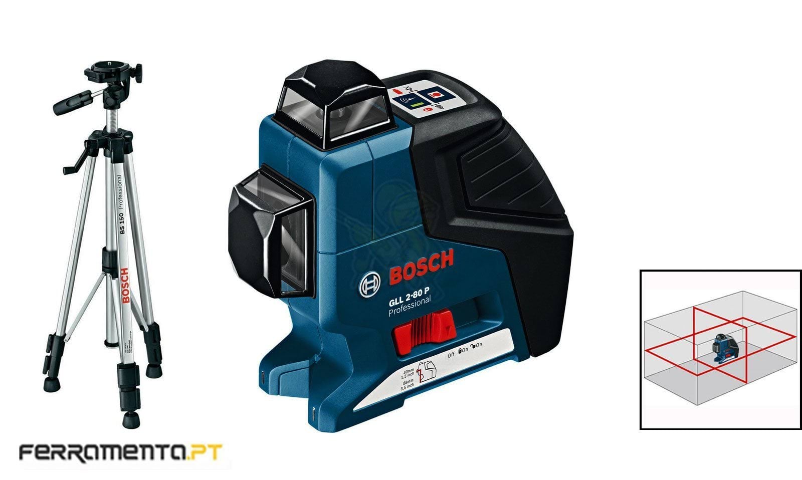 Nível Laser de linhas 360º Bosch GLL 2-80 P Professional + BT 150