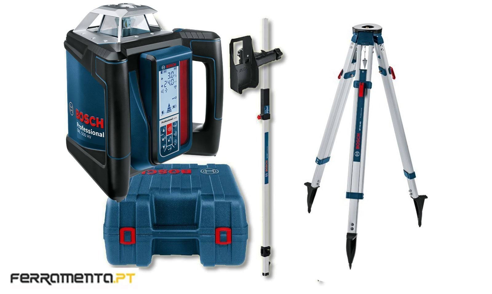Nível Laser Giratório 500m Bosch GRL 500 HV + LR50 + BT170 + GR 240