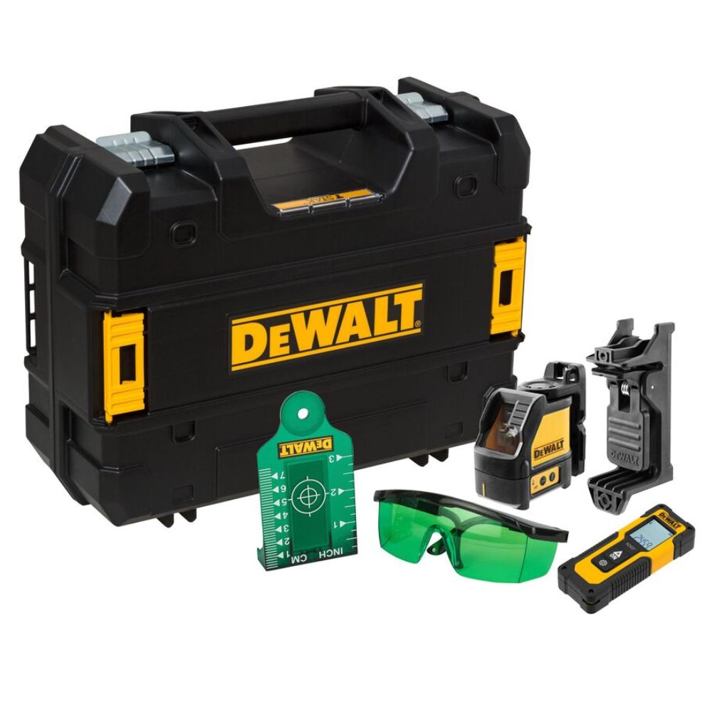 Nível Laser Verde Linhas Cruzadas DW088CG + Medidor DWHT77100 DeWalt DW0887100-1 