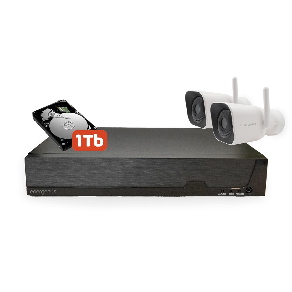 Gravador NVR de 16 canais 1 TB + 2 Câmeras EG-NVREXT002 