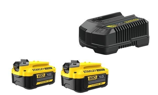 Pack 2 Baterías V20 18V 4Ah + Carregador Stanley CPROF767