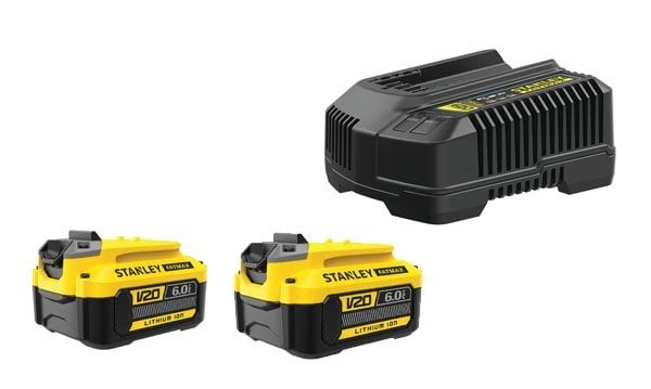 Pack 2 Baterías V20 18V 6Ah + Carregador Stanley CPROF766
