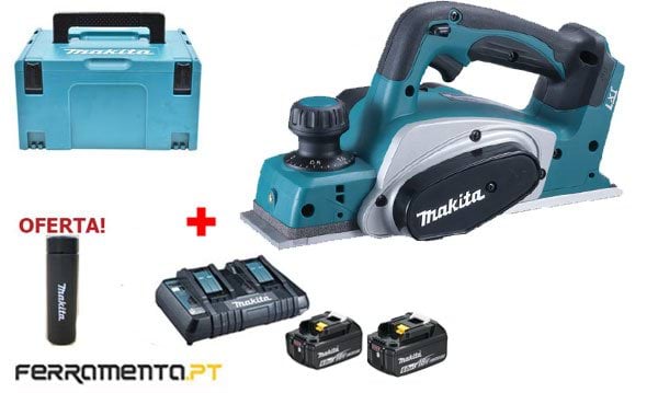 Plaina + Kit de baterias 18V 6,0Ah Makita DKP180Z PROMO