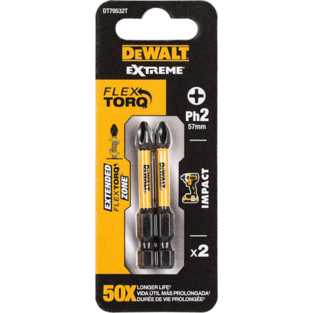 Pontas FlexTORQ Ph2 57mm 2Un Dewalt  DT70532T-QZ