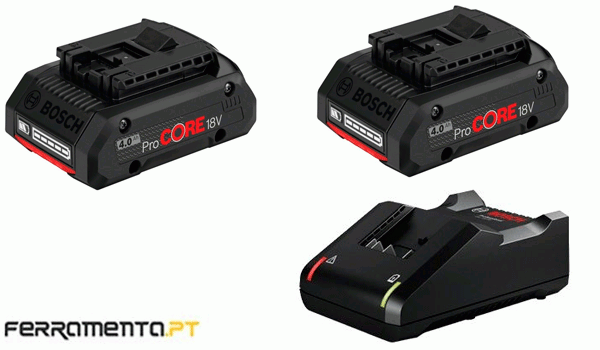 Carregador + 2x Baterias 18V 4,0Ah Bosch Professional 1600A01BA3