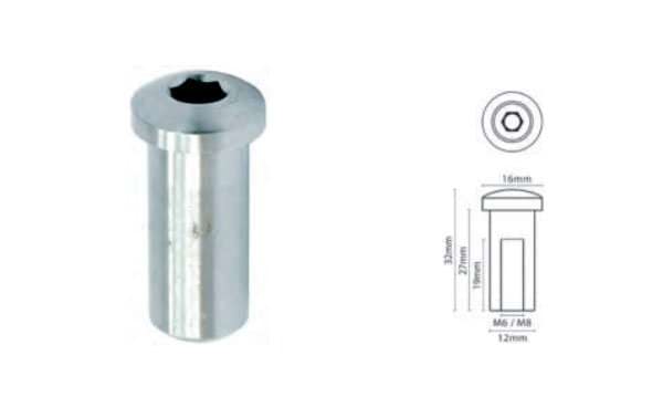 TERMINAL CABEÇA QUEIJO FÊMEA AISI316 CHNSS-S M8 27mm MacFer 035.0117