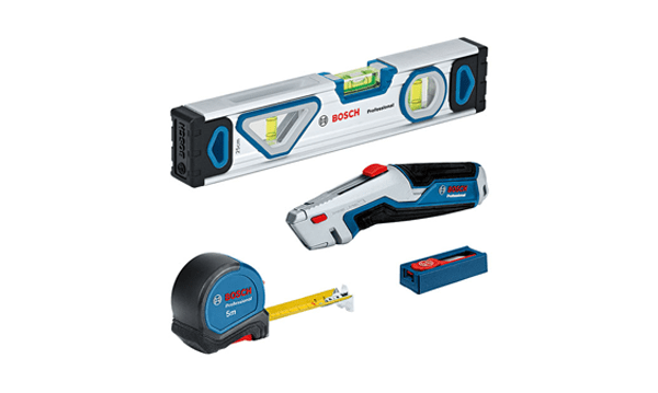 Kit: Canivete, Nível bolha, Fita métrica, 10 Lâminas Bosch 1600A027M3