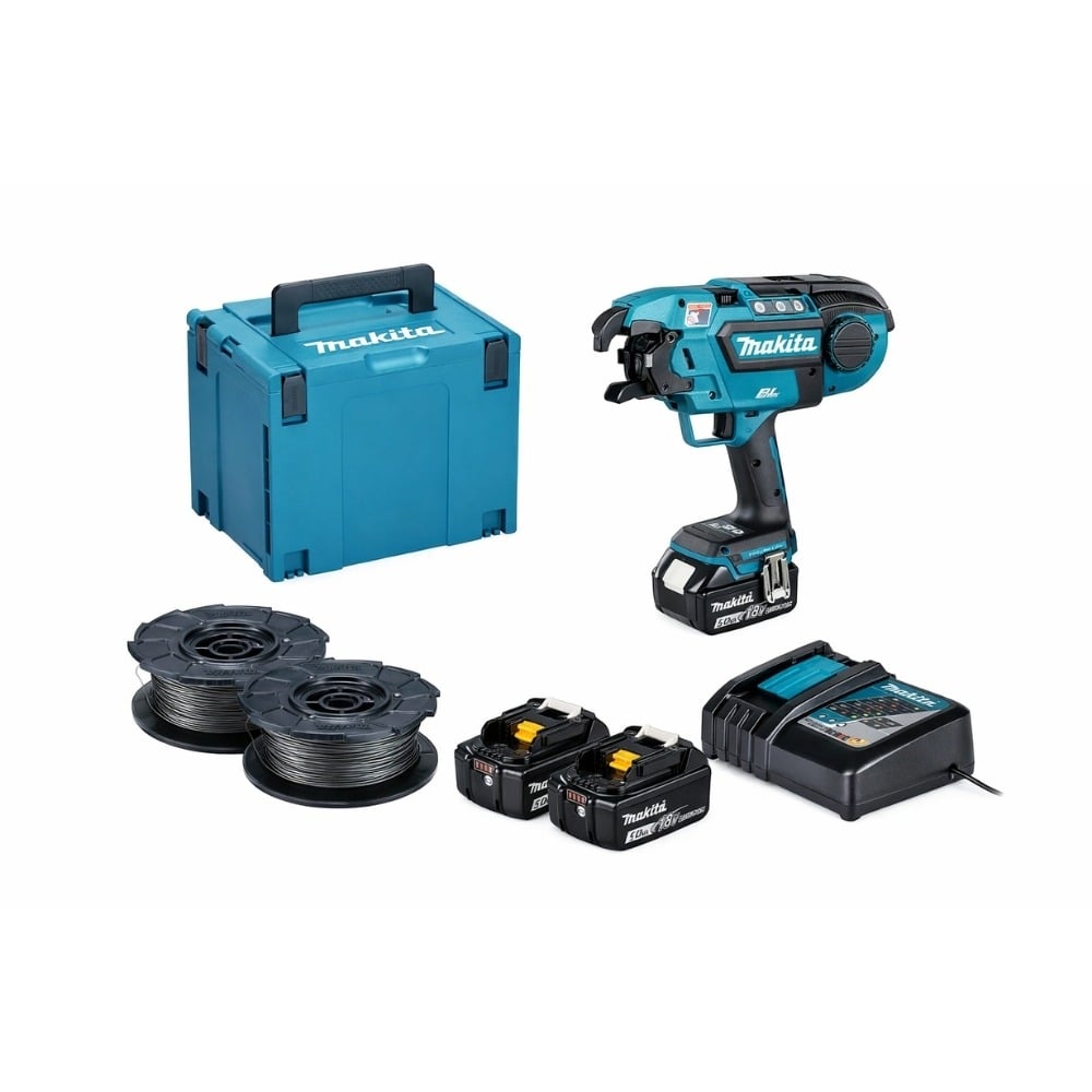 Kit Atadora de Ferro + 100 Rolos + 2x Baterias 18V Makita DTR180ZJPRO 