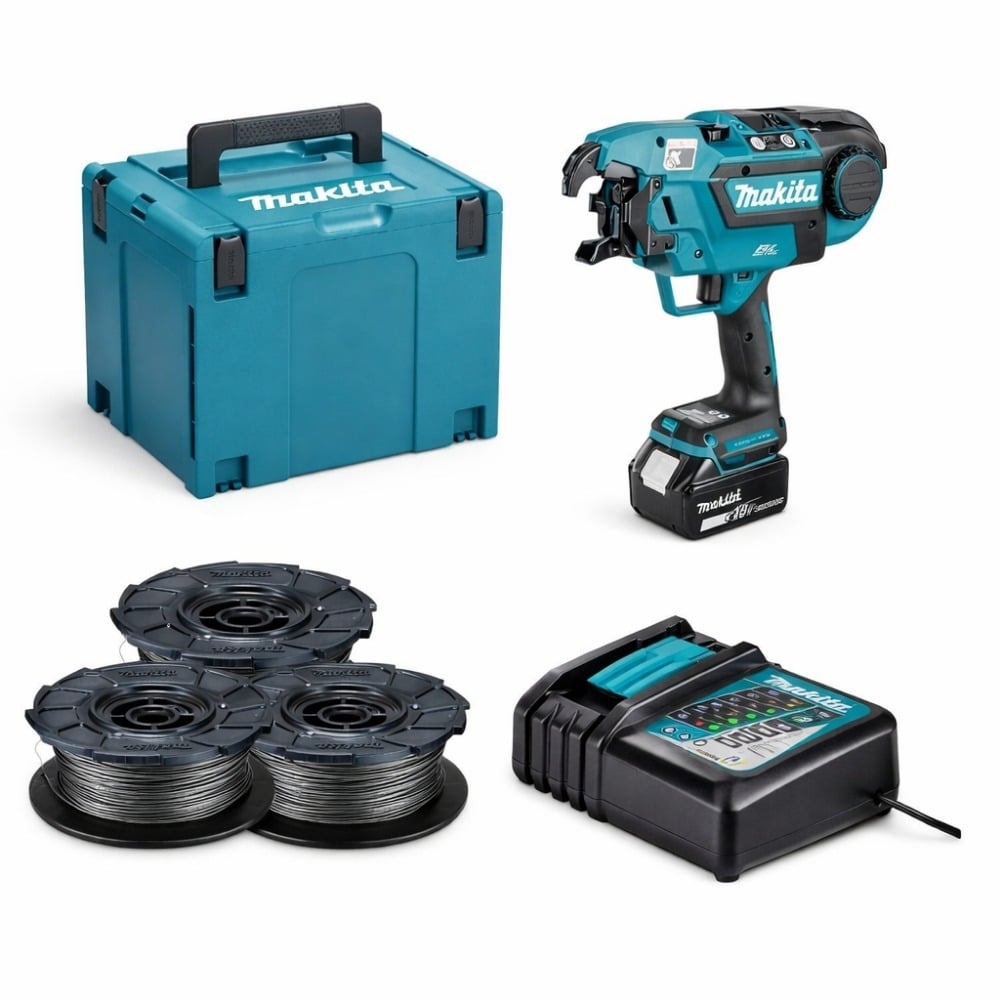 Kit Atadora de Ferro + 150 Rolos + 1x Bateria 18V Makita DTR180ZJPRO2
