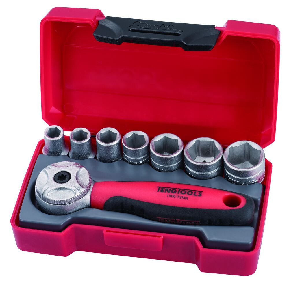 Conjunto de Chaves de Caixa 1/4" de 6 Pontas 8 pcs Teng Tools T1408 