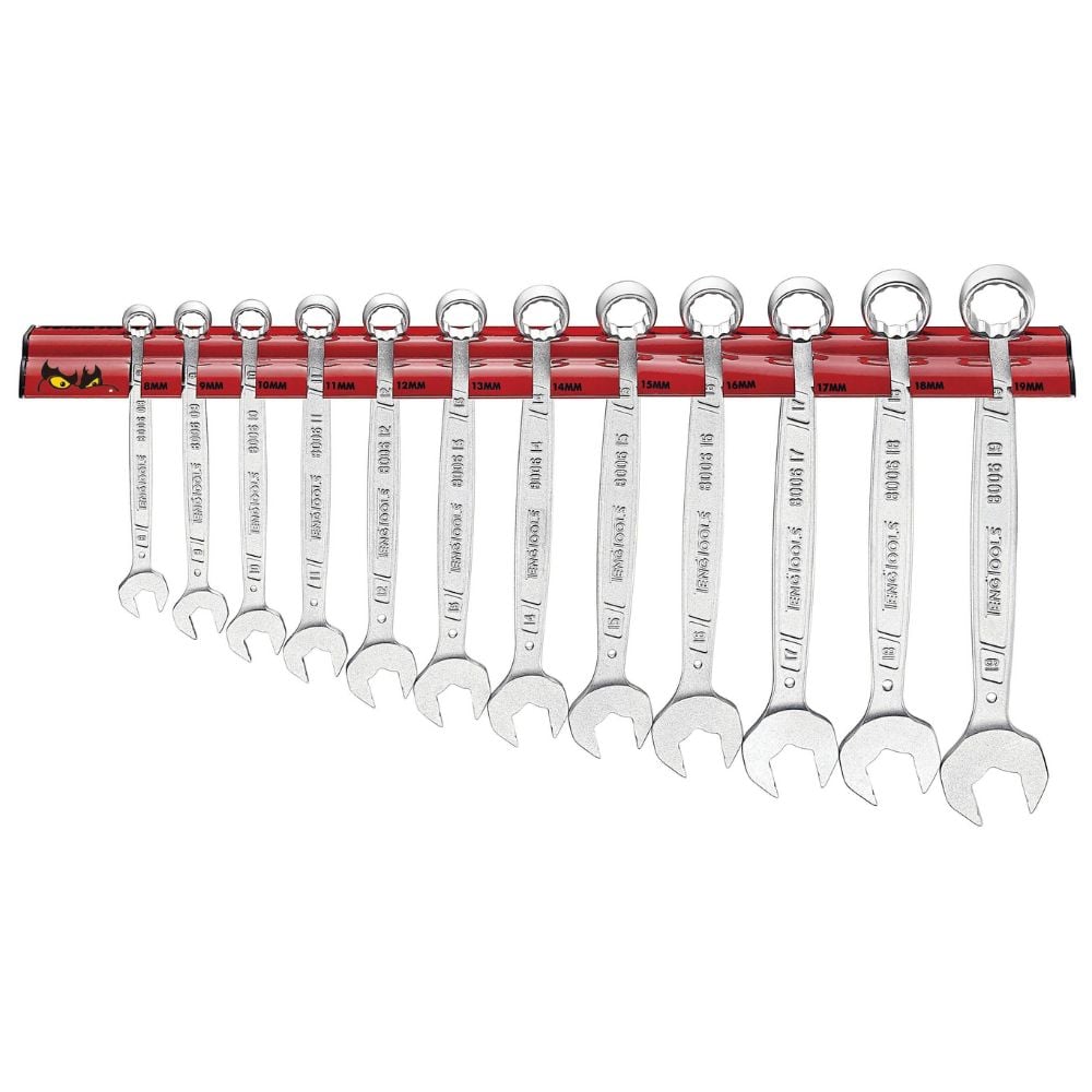 12 chaves combinadas métricas antiderrapantes + Suporte de parede Teng Tools WR8012