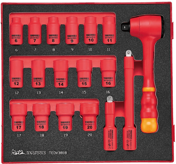 Teng Tools Jogo Roquete 3/8" 1000V 18 Peças TEDV3818